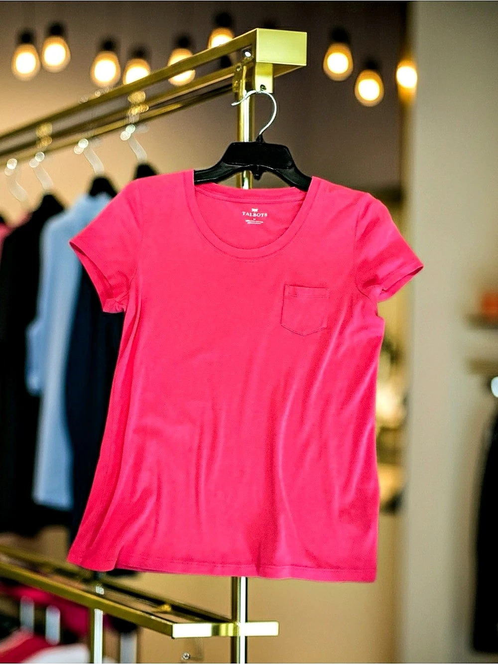 Talbots Pima Cotton Pocket Tee Short Sleeve Pink Medium